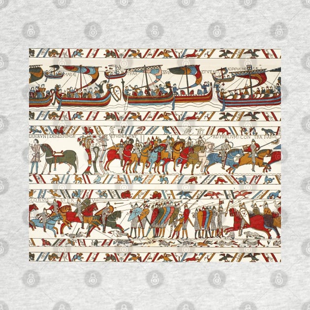 THE BAYEUX TAPESTRY ,BATTLE OF HASTINGS ,NORMAN KNIGHTS AND VIKING SHIPS by BulganLumini